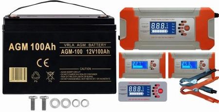 Zestaw akumulator Volt VRLA AGM 12V 100Ah + prostownik COMPACT 10A
