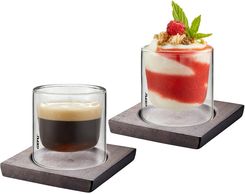 Gefu Mira 80Ml 2Szt. Szklanki Do Espresso Termiczne Z Podwójnymi Ściankami I Podstawkami (G00203)