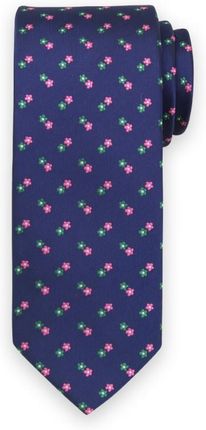 Granatowy krawat w kolorowe kwiaty