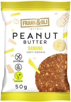 FRANK AND OLI - ciasteczko wegańskie bezglutenowe z pastą orzechową i bananem, 50 g