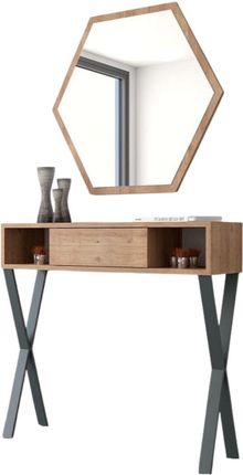 Emra Wood Design Konsola Loft Stal Czarna Lustro Skd 102 9624