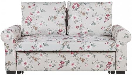 Blmeble Sofa Rozkładana W Kwiaty Jasnoszara Silda 258923