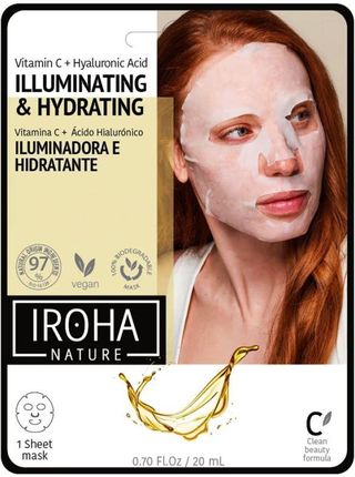 Iroha Nature Illuminating & Hydrating Rozświetlająco-Nawilżająca Maska W Płachcie Z Witaminą C I Kwasem Hialuronowym 20 ml