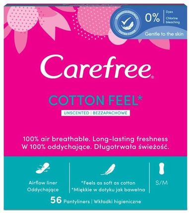 Carefree Cotton Feel Wkładki Higieniczne Nieperfumowane Normal 56 szt.