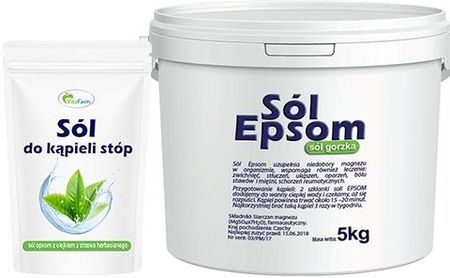 Sól Epsom 5kg + Sól Epsom z Olejkiem z Drzewa Herbacianego 250g