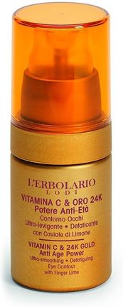 L'Erbolario Vitamina C & Oro 24K Krem Pod Oczy Moc Przeciwstarzeniowa Przeciwzmarszczkowe 15 ml