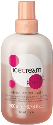 Inebrya Ice Cream Keratin Bi-Phase Conditioner Dwuskładnikowa Odbudowująca Odżywka Keratynowa Bez Spłukiwania 200 Ml