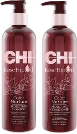Chi Rose Hip Oil Zestaw Do Włosów Farbowanych Szampon I Odżywka 2X739Ml