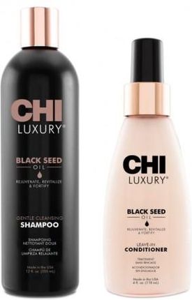 Chi Luxury Black Seed Oil Zestaw Do Włosów Suchych I Zniszczonych Szampon 355Ml Odżywka W Sprayu 118Ml