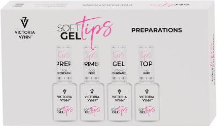 Victoria Vynn Zestaw Preparatów Do Soft Gel Tips Prep Primer Baza Top 4 X 15Ml
