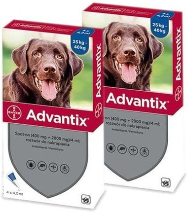 Bayer Advantix Spot On Roztwór Na Pchły I Kleszcze 4X4,0Ml Pies 25-40Kg 2szt.