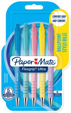 Długopis Paper Mate Flexgrip Ultra Pastel RT 1,0mm Niebieski 5 szt.