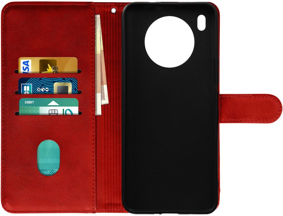 WEIOU Leather Folio Cover per Huawei Nova 8i / Honor 50 Lite Case, Custodia in Pelle PU Magnetica Libro Flip Portafoglio Bumper con [Funzione Stand]. Blu Scuro