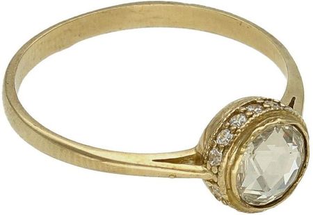 Diament Złoty pierścionek 333 okrągły z cyrkoniami
