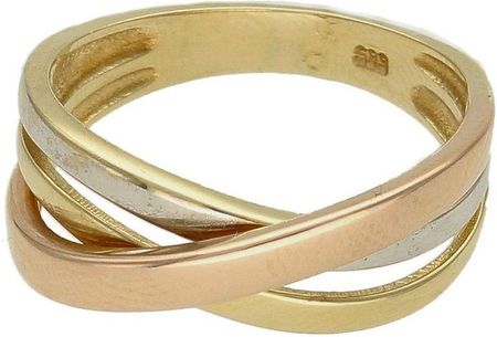 Diament Złoty pierścionek 585 plecionka trójkolorowe złoto rozmiar 16