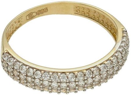 Diament Złoty pierścionek damski 585 wysadzany cyrkoniami zaręczynowy 4 mm