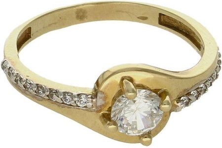 Diament Złoty pierścionek damski 333 zaręczynowy z cyrkonią rozmiar 16