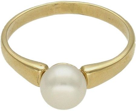 Diament Złoty pierścionek damski 585 z perłą naturalną rozmiar 14