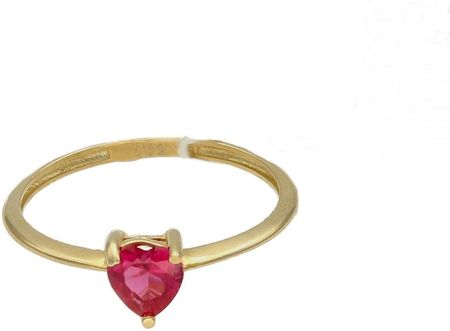 Diament Złoty pierścionek damski Serce 585 różowa cyrkonia