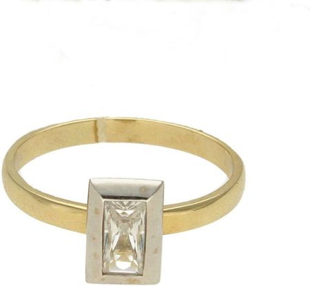 Diament Złoty pierścionek 585 z prostokątną cyrkonią rozmiar 12