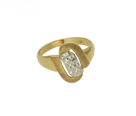 Diament Złoty pierścionek 585 w połączeniu z matem i białym złotem rozmiar 12