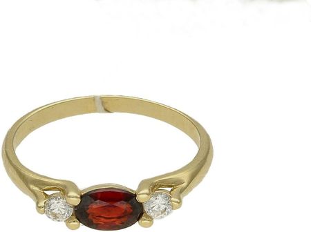 Diament Złoty pierścionek 585 z naturalnym granatem rozmiar 12