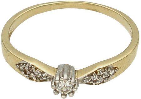 Diament Złoty pierścionek damski 585 z cyrkonią zaręczynowy rozmiar 15