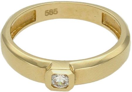 Diament Złoty pierścionek damski 585 z cyrkonią zaręczynowy rozmiar 15