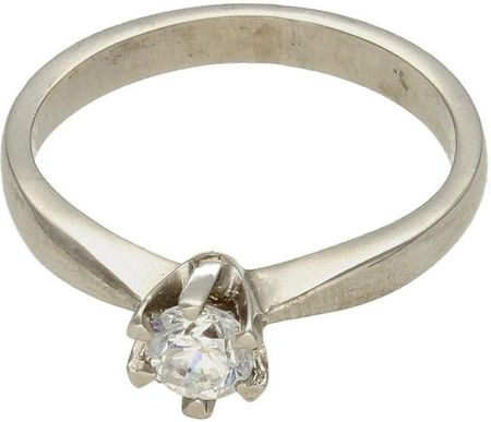 Diament Złoty pierścionek damski Białe złoto Zaręczynowy wzór rozmiar 16