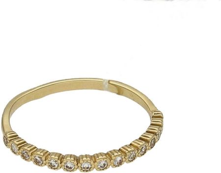 Diament Złoty pierścionek 585 z białymi cyrkoniami
