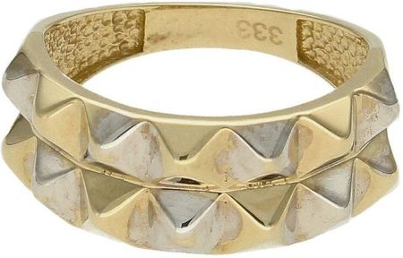 Diament Złoty pierścionek damski Ćwieki Białe i żółte złoto 333 rozmiar 12