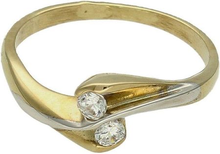 Diament Złoty pierścionek damski 333 klasyczny z białym złotem rozmiar 15