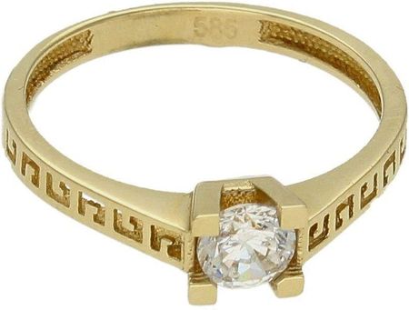 Diament Złoty pierścionek 585 damski zaręczynowy wzór rozmiar 12 droga grecka