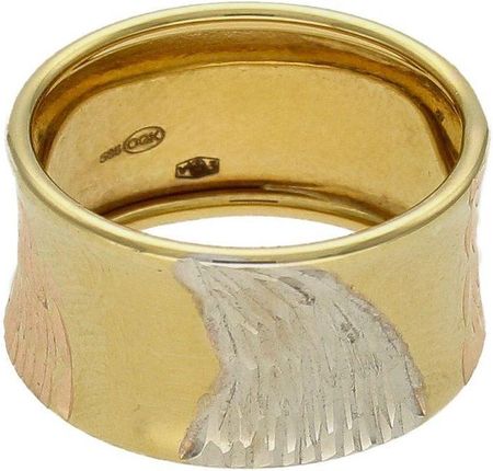 Diament Złoty pierścionek 585 obrączka z białym złotem rozmiar 10