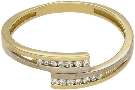 Diament Złoty pierścionek damski Przeplatany z białym złotem rozmiar 12