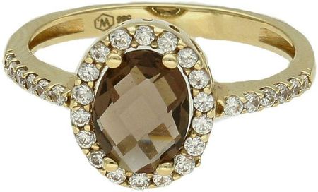 Diament Złoty pierścionek damski owalna cyrkonia Zaręczynowy wzór rozmiar 14