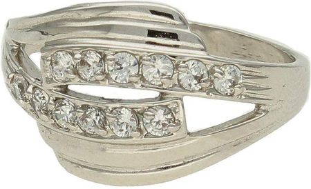 Diament Złoty pierścionek damski szeroki 585z cyrkoniami 12 mm