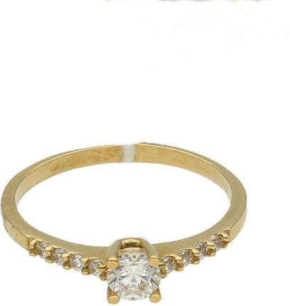 Diament Złoty pierścionek damski 585 z cyrkoniami zaręczynowy rozmiar 9