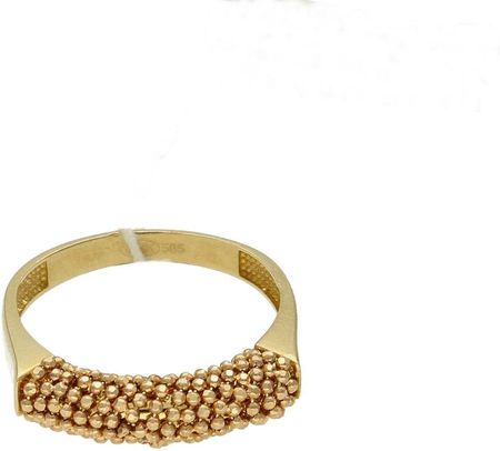 Diament Złoty pierścionek damski 585 zdobiony kuleczkami złota rozmiar 14