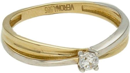 Diament Złoty pierścionek 585 z białym złotem zaręczynowy