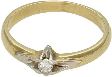 Diament Złoty pierścionek 585 z cyrkonią zaręczynowy Moja gwiazda rozmiar 12