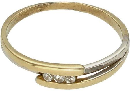Diament Złoty pierścionek damski 333 połączenie białego i żółtego złota rozmiar 10