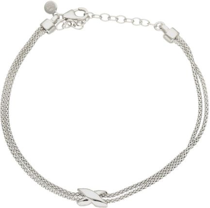 Diament Bransoletka srebrna damska klasyczny podwójny łańcuszek