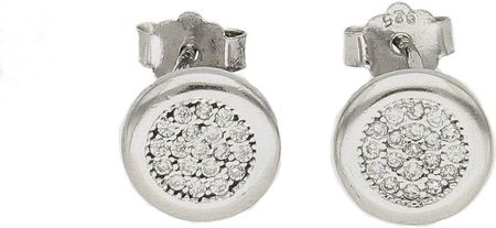 Diament Kolczyki srebrne okrągłe drobne cyrkonie wkrętki