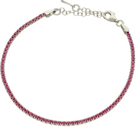 Diament Srebrna bransoletka damska kosteczka z różowymi cyrkoniami