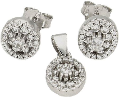 Diament Srebrny komplet damski kolczyki zawieszka o owalnym kształcie z cyrkoniami