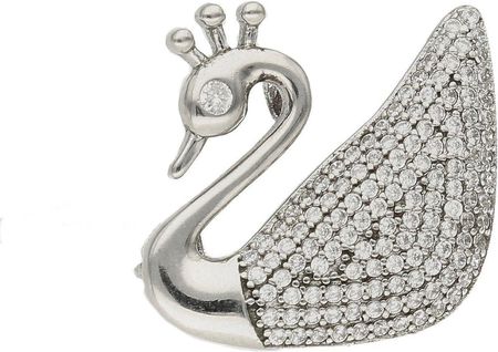 Diament Srebrna broszka w kształcie łabędzie z białymi kamieniami