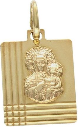 Diament Złoty medalik prostokątny 585 Matka Boska Częstochowska