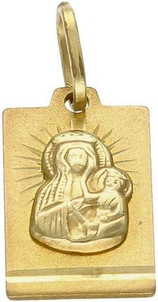 Diament Złoty medalik prostokątny 333 Matka Boska Częstochowska