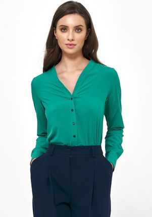 Zielona elegancka bluzka z długim rękawem B151 Green - Nife